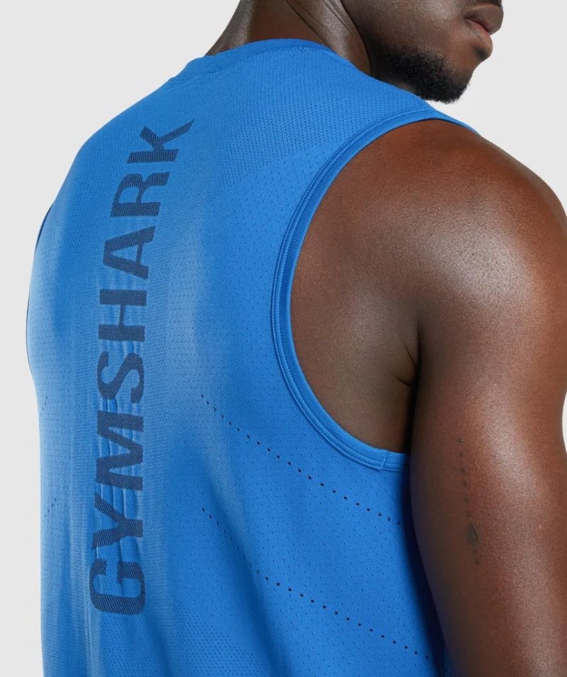 Men's Gymshark Apex Tanks Blue | NZ 7HBXGI